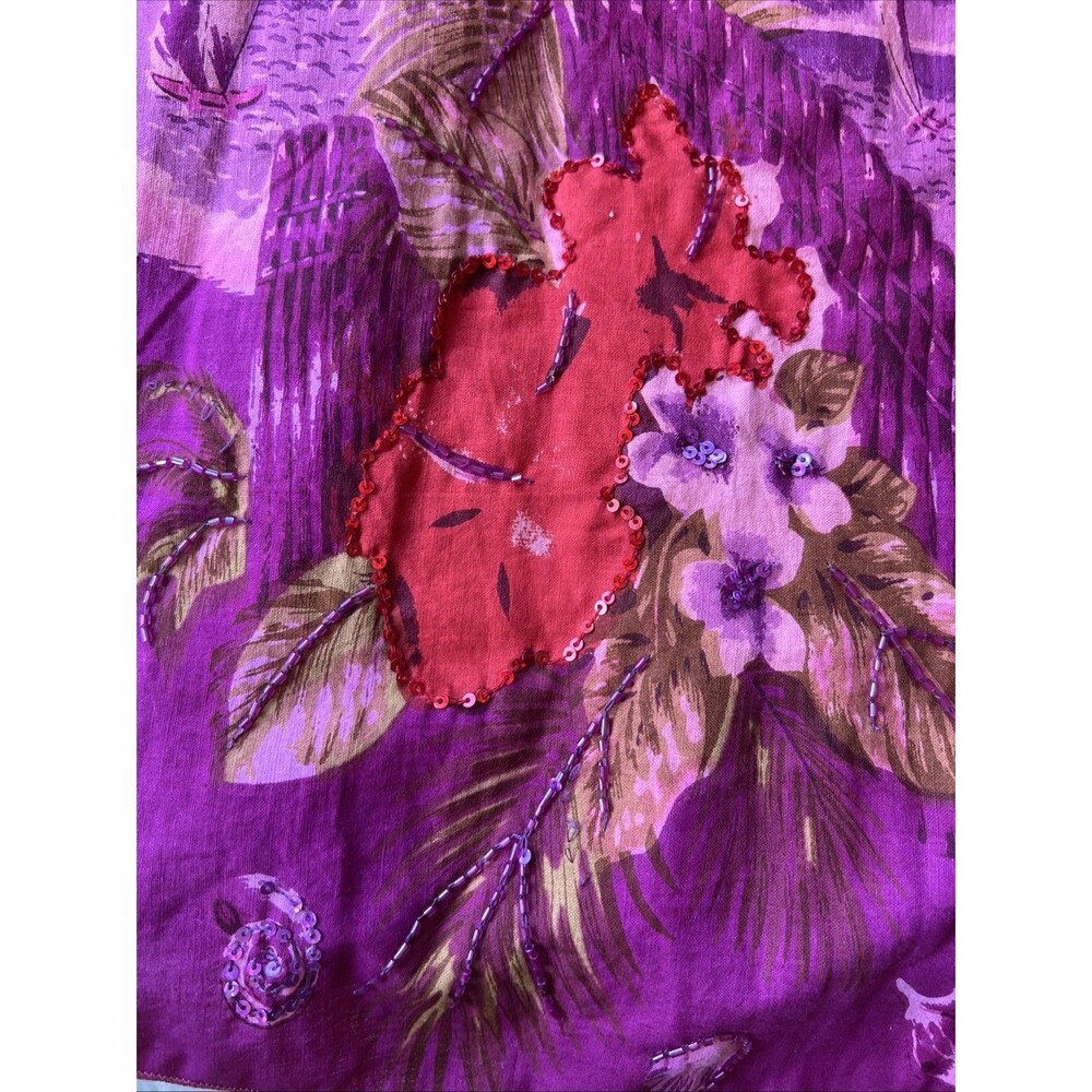 Miss Anastasia Hawaiian Village Print Maxi Skirt Pink Medium Sequins Beading NWT - Picture 10 of 16